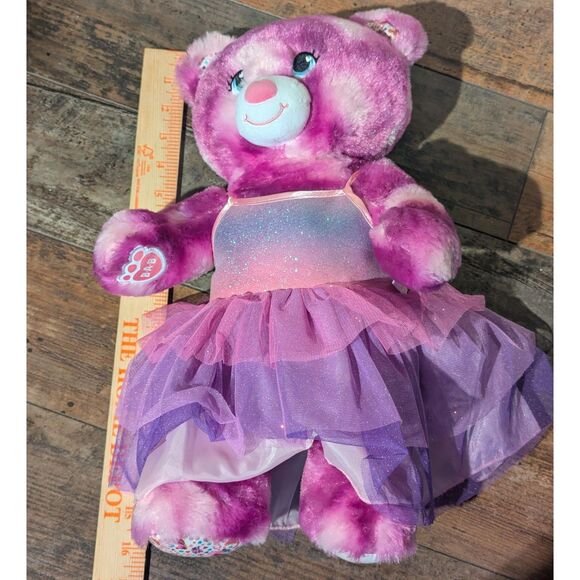 Build-A-Bear Workshop Love Diana 16" Purple Pink Tie Dye Ballerina Bear - Picture 5 of 6